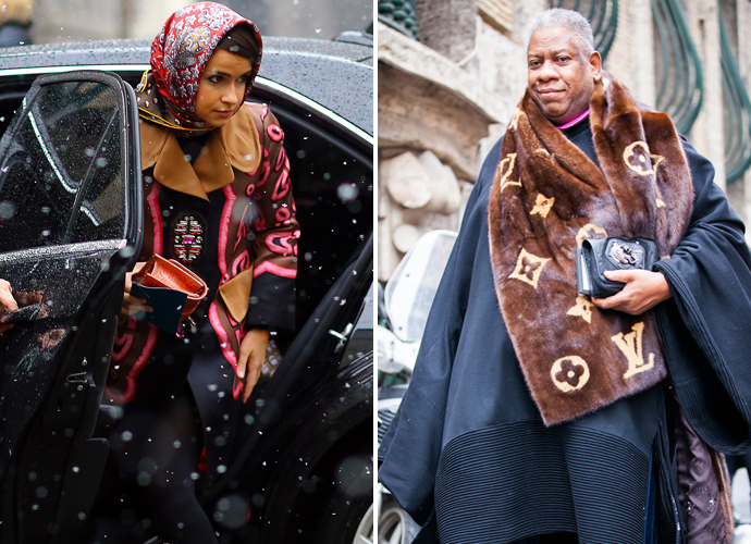 Пальто и шарф Louis Vuitton на streetstyle-фотографиях