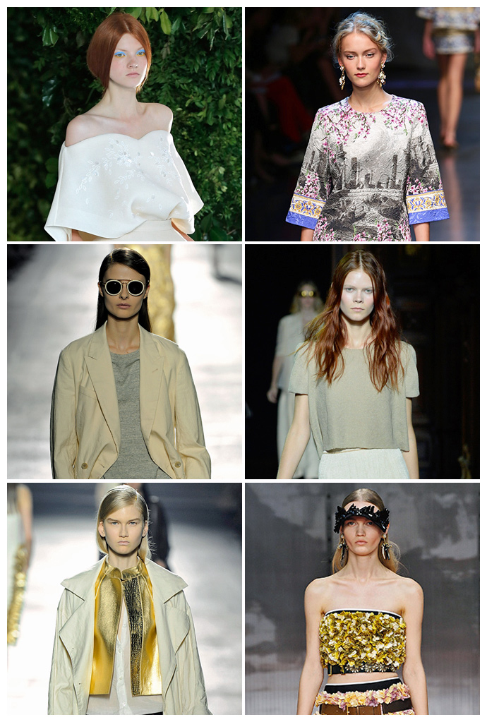 Сверху вниз, слева направо: Настя Иванова (Delpozo), Катя Рябинкина (Dolce & Gabbana), Василиса Павлова (Dries van Noten), Ирина Кравченко (Sonia Rykiel), Анна Мартынова (Dries Van Noten), Ксения Маланова (Marni)