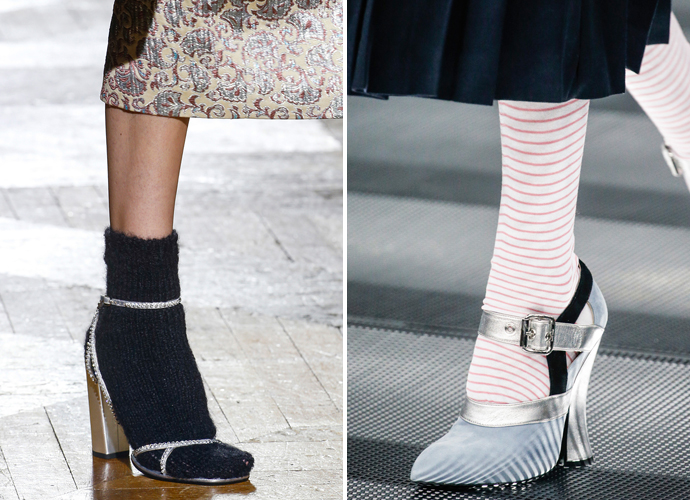 Босоножки + носки: Dries van Noten, Miu Miu