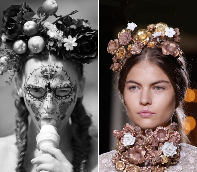 Тренд: цветочные ободки и венки (фото 6)