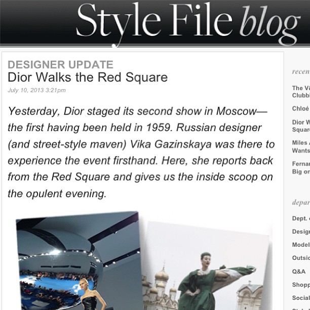 Статья Вики Газинской о показе Dior для Style.com (@vikagazinskaya)