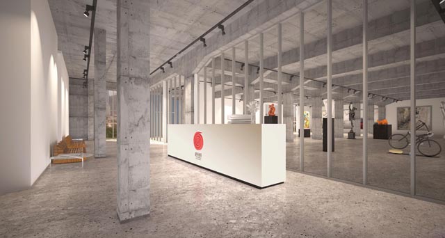 Стойка ецепшн. Из проекта реконструкции “Пожарная станция: художники в резиденции” 