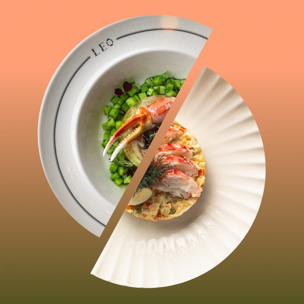 Новости ресторанов: осетр с овощами, оливье с говяжьим языком и заливное из краба