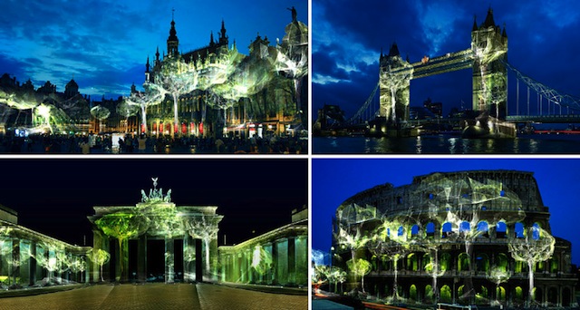 3D проекции деревьев на парижских памятниках архитектуры (фото 1)