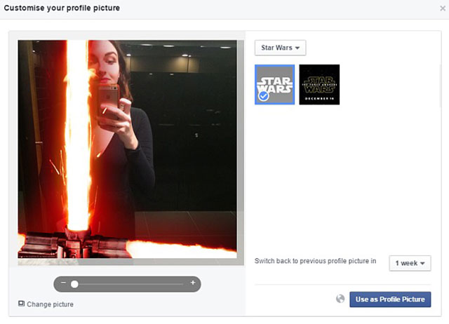 "Звездные войны" и мы: световой меч на вашей фотографии в Facebook (фото 1)