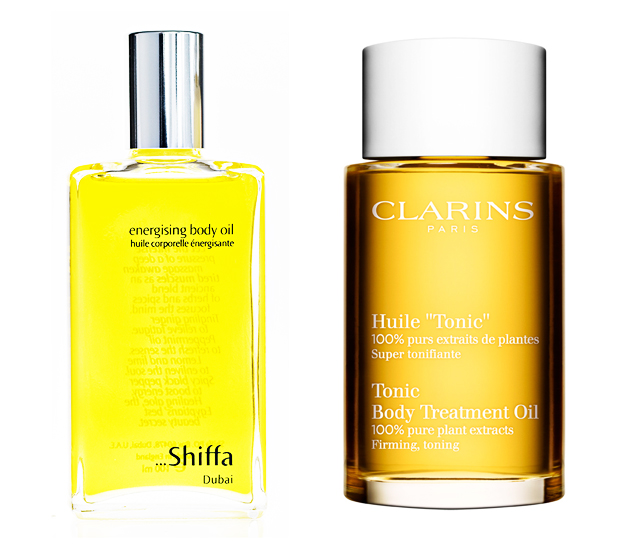 Shiffa, Energising Body Oil; Clarins, Tonic Body Treatment Oil Shiffa, Energising Body Oil; Clarins, Tonic Body Treatment Oil