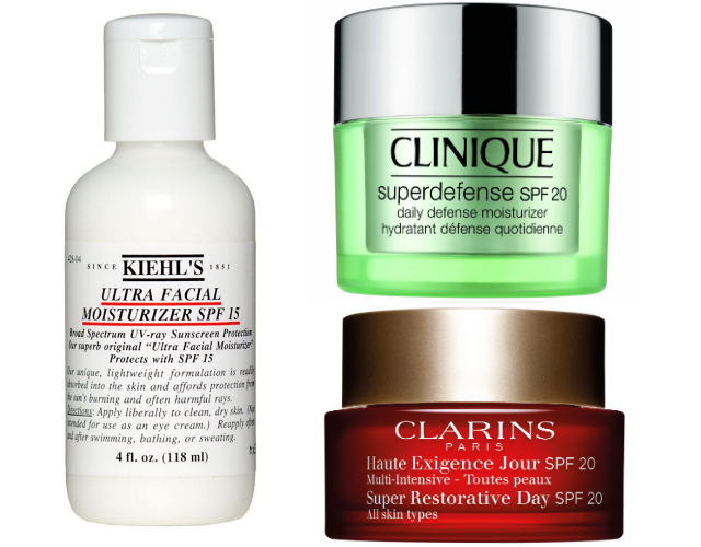 Дневной увлажняющий крем Ultra Facial Moisturizer SPF 15, Kiehl's; увлажняющий крем Superdefence SPF 20 Daily Defense Moisturizer, Clinique; восстанавливающий дневной крем интенсивного действия Multi Intensive (с SPF 20), Clarins В фокусе: средства с SPF для весенней защиты кожи (фото 1)