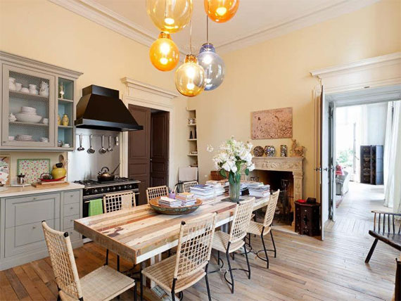 A 1920s Bay Area Residence Black kitchen countertops, Country kitchen lighting,