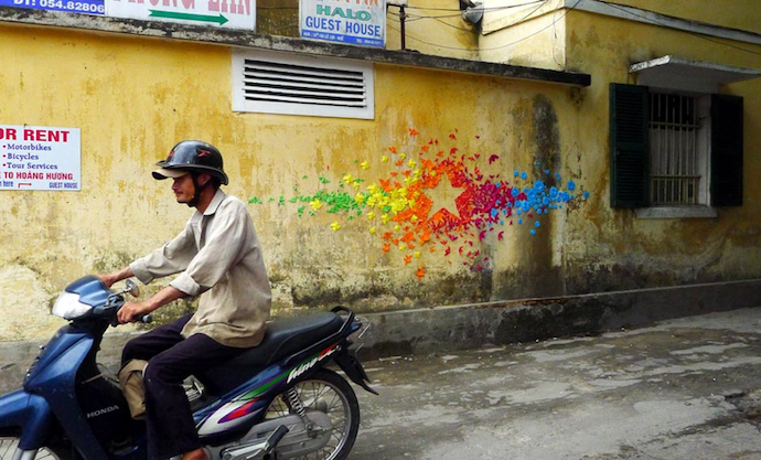 Цветные оригами как уличное искусство (фото 4)