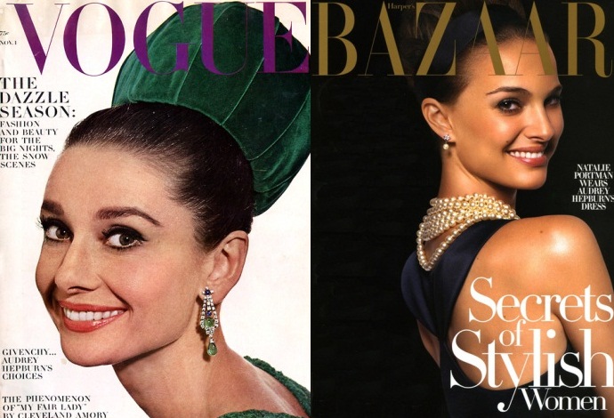 Одри на обложке Vogue, Натали Портман на обложке Harper's Bazaar