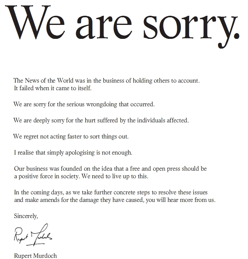Видео с извинениями Мёрдока (фото 1)