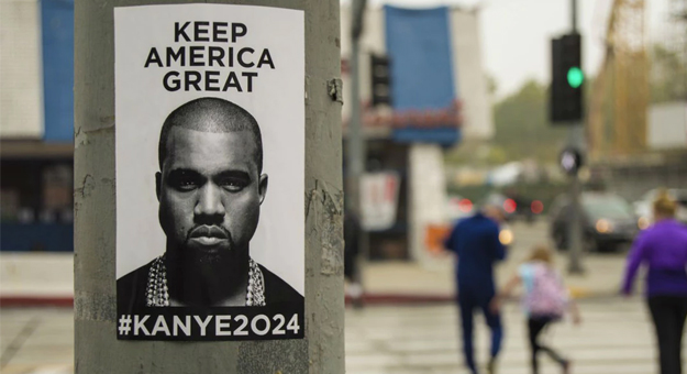 В американских городах появились постеры с лицом Канье Уэста и фразой «Keep America Great»