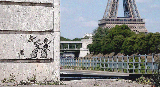 Бэнкси показал еще несколько новых граффити, созданных в Париже