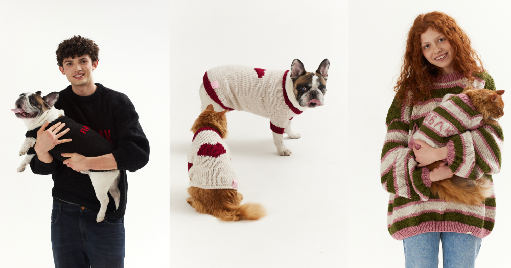 Бренд вязаной одежды «Мурмуризм» выпустил парные свитера для питомцев