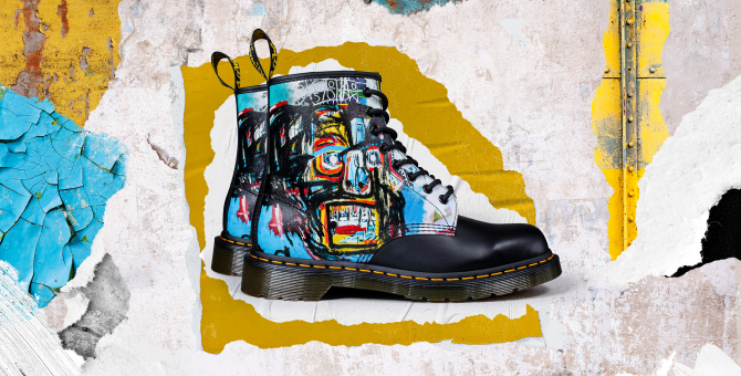 Dr. Martens выпустил ботинки с фрагментами работ Жана-Мишеля Баскии