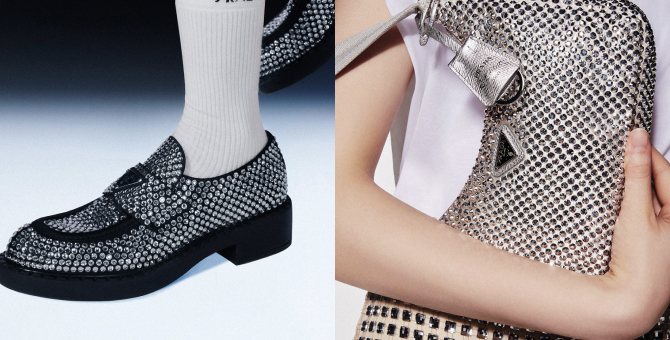 Prada выпустил лоферы и сумки в стразах ко Дню святого Валентина в Китае