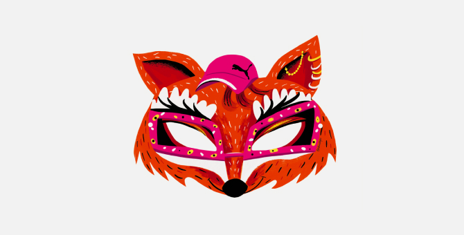 Иллюстратор Евдокия Харитонович придумала карнавальные маски для Puma и Lamoda