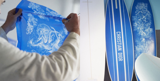 Dior Maison выпустил доску для серфинга с фирменным орнаментом Toile de Jouy