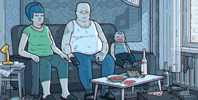 Московский аниматор выпустил заставку «Симпсонов» о российской семье