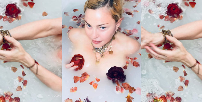 Мадонна сняла видео с рассуждениями о коронавирусе в ванне с цветами