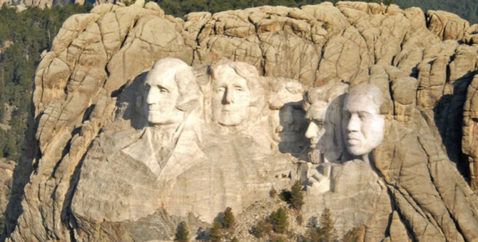 Канье Уэст добавил свой портрет на гору Рашмор к другим президентам США
