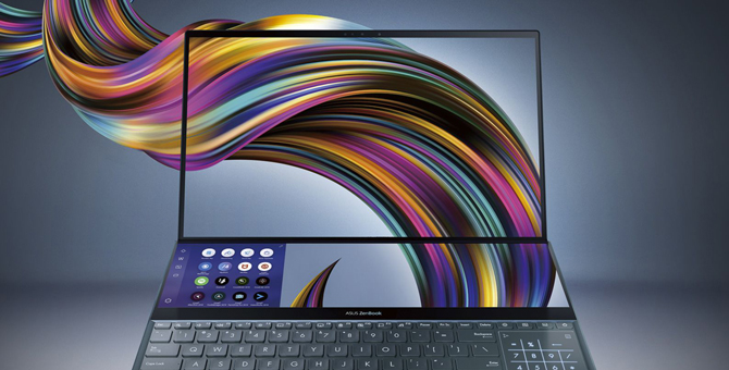 Asus показал ноутбук с двойным экраном