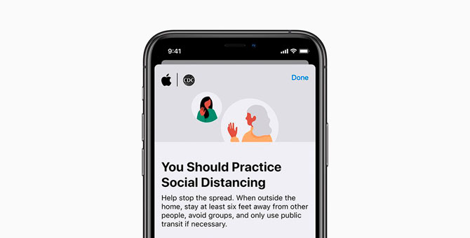 Apple представила приложение о коронавирусе