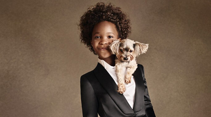 Девочка с собачкой в рекламной кампании Armani Junior