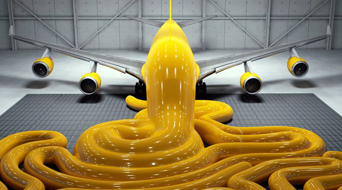 \"Вытекающий\" самолет Криса Лаброя