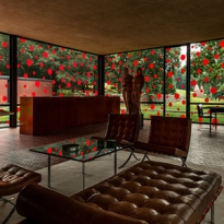 Яеи Кусама покрыла точками Стеклянный дом Филипа Джонсона