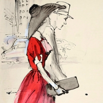 Винтажная модная иллюстрация в Лондоне