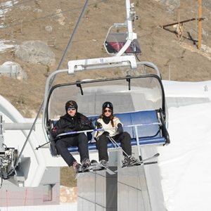 Президент Азербайджана Ильхам Алиев с супругой на открытии горнолыжного курорта