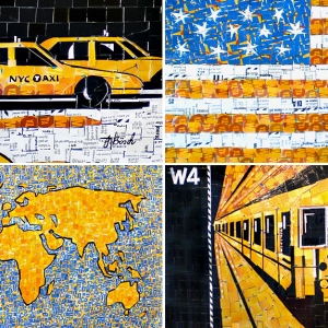 Картины Нью-Йорка из карточек метро