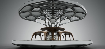 Под сенью металлической кроны: сборный обеденный \"уголок\" от Захи Хадид