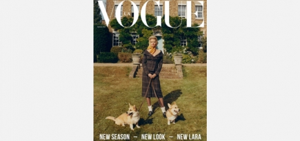 Лара Стоун позирует с корги из «Короны» на обложке нового номера украинского Vogue