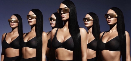 Ким Кардашьян позирует вместе со своими двойниками в кампании коллаборации с Carolina Lemke