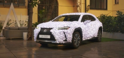 В Испании представили Lexus UX, покрытый тысячами бумажных лепестков