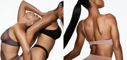 Ким Кардашьян выпустила коллекцию белья из полупрозрачной сетчатой ткани