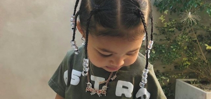 Трэвис Скотт сделал дочери прическу с косичками, как у него