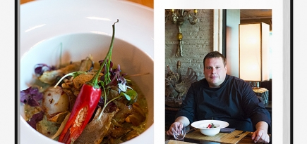 Блюдо недели: гребешки с артишоками, шпинатом и козьим сыром от Павла Петухова