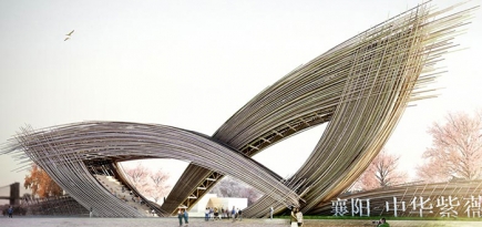 Бамбуковые лепестки студии Penda на входе в цветочный парк Сянъяна