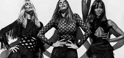 Клаудия Шиффер, Синди Кроуфорд и Наоми Кэмпбелл в кампании Balmain