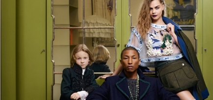 Фаррелл Уильямс и Кара Делевинь в рекламной кампании Chanel