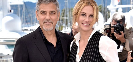 Джулия Робертс, Джоди Фостер и Джордж Клуни на фотоколле фильма \"Финансовый монстр\"