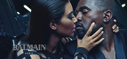 Ким Кардашьян и Канье Уэст в рекламной кампании Balmain
