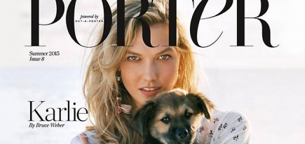 Карли Клосс со щенком на обложке летнего Porter