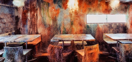 Кенго Кума оформил бар в Японии цветными проводами