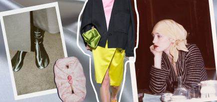 Атласные аксессуары. Трендовые мюли, сумки и платки — и все от российских брендов