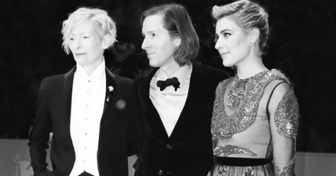 Уэс Андерсон, Тильда Суинтон и Грета Гервиг на открытии Берлинского кинофестиваля