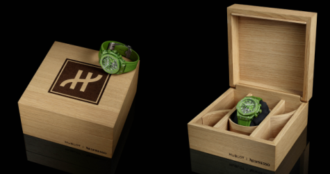 Бренд Hublot выпустил часы из капсул Nespresso в ярко-зеленом цвете